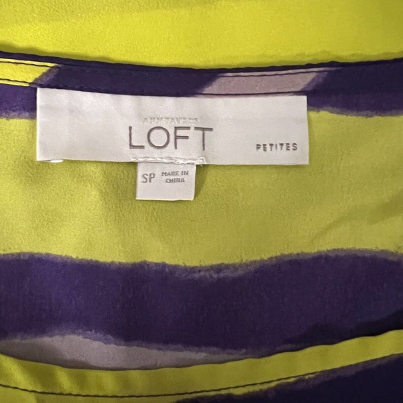 Ann Taylor Loft Shirt Womens Petite Small PS Multicolor Striped Short Sleeve - Picture 3 of 7